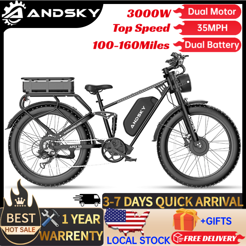 ANDSKY Apex50 AWD Electric Bik - 48V 1500W Rear Hub Motor With Battery 评论和价格